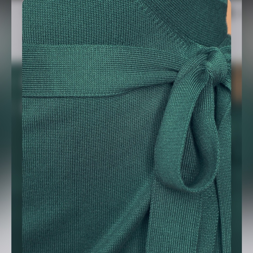 Lulus Literary Lover Forest Green Wrap Sweater Dress - Picture 2 of 12